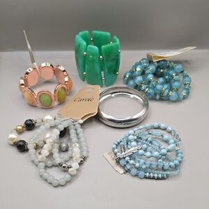 Women's Bracelets Bundle 6-Piece Stretch Chunky Faux Fashion & Costume Jewelry